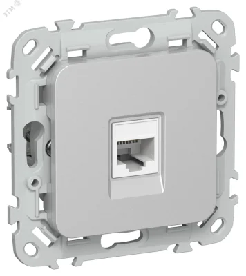 FLITE Розетка компьютерная RJ45 категория 6 UTP РК6-1-0-ФлА алюминий IEK FI-K12-2-K47 фото 1