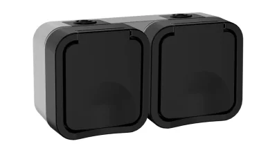 TORS Розетка 2-местная горизонтальная 16А IP55 TS122 графит IEK TS-R26-16-55-G-K53 фото 1