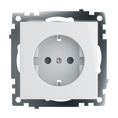 Розетка электрическая 1-местная с/з (механизм), серия Катрин, GLS16-7110-01, белый STEKKER 39304 фото 1