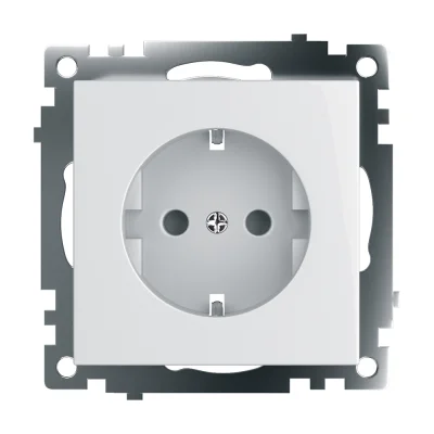 Розетка электрическая 1-местная с/з (механизм), серия Катрин, GLS16-7110-01, белый STEKKER 39304 фото 1