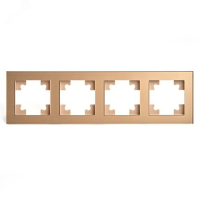 Рамка 4-местная, стекло, серия Катрин, GFR00-7004-08, золото STEKKER 49038 фото 1