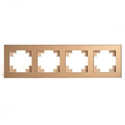 Рамка 4-местная, стекло, серия Катрин, GFR00-7004-08, золото STEKKER 49038 фото 1