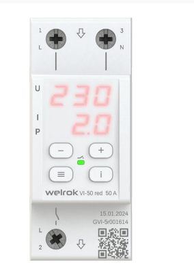 Реле напряжения с контролем тока VI-50 red Welrok 4660251140267 фото 1