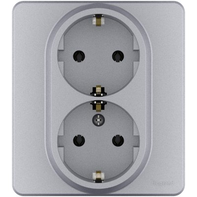 Розетка 2 x 2К+З - немецкий стандарт - 16 А - 250 В~ - INSPIRIA - алюминий Legrand 673752 фото 1