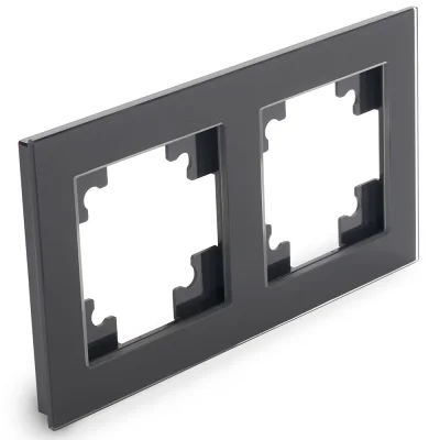 Рамка 2-местная, стекло, серия Катрин, GFR00-7002-05, черный STEKKER 39519 фото 1