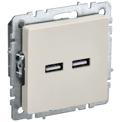 BRITE Роз. USB A+A 3,1А РЮ10-1-БрКр беж. IEK BR-U21-D31-K10 фото 1