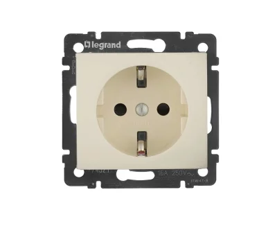 Розетка СП 1-м c з/к с шторк. механизм (сл. кость) Valena Legrand 774321 фото 1