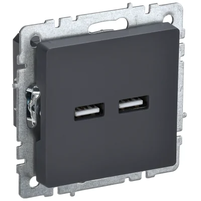 BRITE Роз. USB A+A 3,1А РЮ10-1-БрГ граф. IEK BR-U21-D31-K53 фото 1