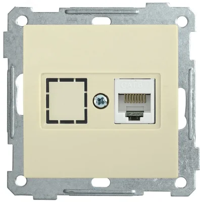 РK11-1-Б Розетка компьютерная RJ45 Cat6 BOLERO кремовый IEK EKB16-01-K33 фото 1