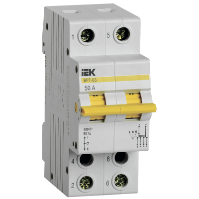 Выключатель-разъединитель трехпозиционный ВРТ-63 2P 50А IEK MPR10-2-050 фото 1