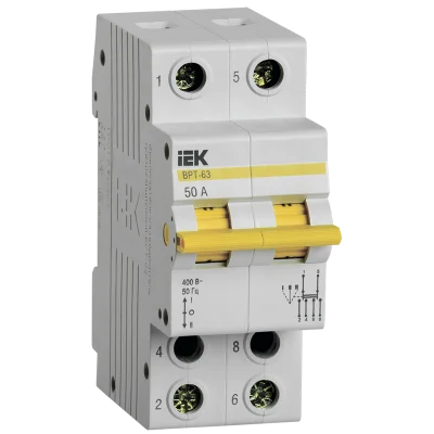 Выключатель-разъединитель трехпозиционный ВРТ-63 2P 50А IEK MPR10-2-050 фото 1