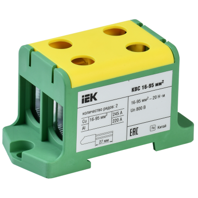 Клемма вводная силовая КВС 16-95 кв.мм. 2-рядная PE IEK YZN23-095-K52 фото 1