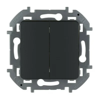 Выключатель двухклавишный - INSPIRIA - 10 AX - 250 В~ - антрацит Legrand 673623 фото 1