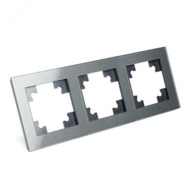 Рамка 3-местная, стекло, серия Катрин, GFR00-7003-06, графит STEKKER 39541 фото 1