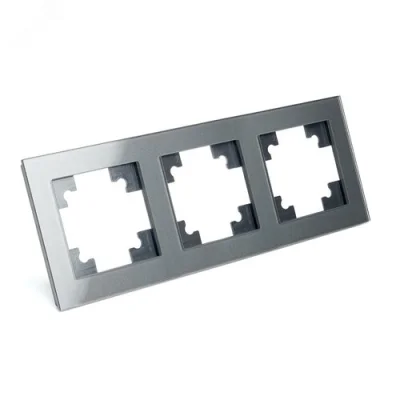 Рамка 3-местная, стекло, серия Катрин, GFR00-7003-06, графит STEKKER 39541 фото 1