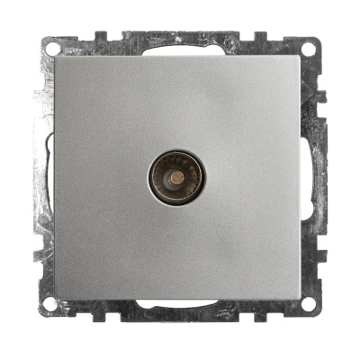 Розетка телевизионная 1-местная (механизм), 75 Ом, 5-862МГц, серия Катрин, GLS00-7108-03, серебро ST фото 1