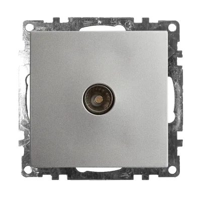 Розетка телевизионная 1-местная (механизм), 75 Ом, 5-862МГц, серия Катрин, GLS00-7108-03, серебро ST фото 1