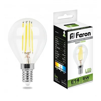 Лампа светодиодная, (5W) 230V E14 4000K, LB-61 Feron 25579 фото 1