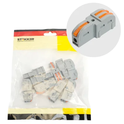 Клемма супер-компактная разветвительная 1 вход, 2 выхода, наборная ,LD220-102 (DIY упак 10 шт STEKKE фото 1