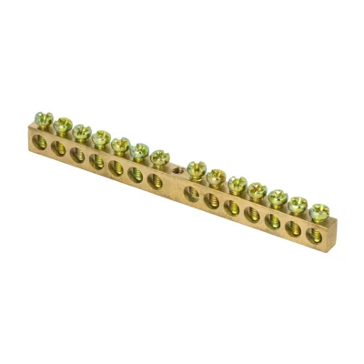 Шина PEN "ноль-земля" (6х9мм) 14 отверстий латунь крепеж по центру розничный стикер PROxima sn0- EKF фото 1