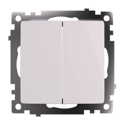 Переключатель 2-клавишный (механизм), 250В, 10А, серия Катрин,GLS10-7107-01 , белый STEKKER 49166 фото 1