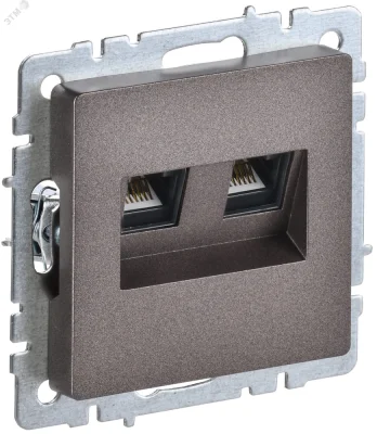 BRITE Розетка компьютерная двойная RJ45 кат.6 РК11-2-БрТБ темная бронза IEK BR-K20-2-K45 фото 1