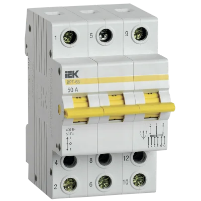 Выключатель-разъединитель трехпозиционный ВРТ-63 3P 50А IEK MPR10-3-050 фото 1