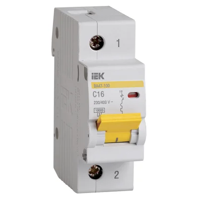 Авт. выкл. ВА47-100 1P C 16А 10кА IEK MVA40-1-016-C фото 1