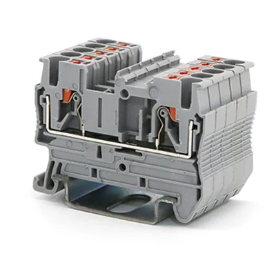 Клемма проходная, зажим push-in, 2 точки подключения, 2.5 кв.мм, серая DKC VPR-2.5-GY фото 1