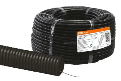 Труба гофр. ПНД 20 мм лёгкая с протяжкой черная TDM TDM Electric SQ0413-0002 фото 1