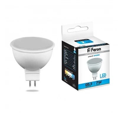 Лампа светодиодная, 80LED (7W) 230V G5.3 6400K MR16, LB-26 Feron 25237 фото 1