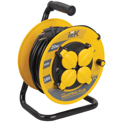 Катушка УК20 2P+PE/20м 3х1,5мм2 IP44 "Industrial plus" IEK WKP15-16-04-20-44 фото 1