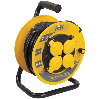 Катушка УК20 2P+PE/20м 3х1,5мм2 IP44 "Industrial plus" IEK WKP15-16-04-20-44 фото 1