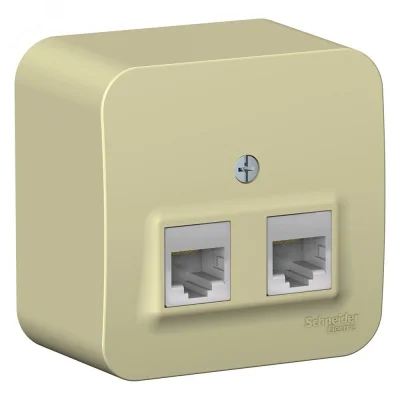 Розетка открытой установки BLANCA двойная компьютерная RJ45, кат.5E, с изолирующей пластиной, белый, фото 1