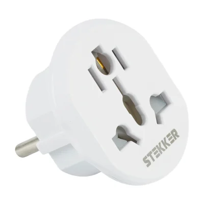 Адаптер-переходник для евровилки с/з, ультраплоский, ADP16-06-20W , 250В, 16A, IP20,белый 50 STEKKER фото 1