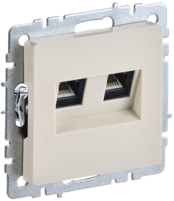 BRITE Роз. комп. 2-ая RJ45 кат.6 РК11-2-БрКр беж. IEK BR-K20-2-K10 фото 1