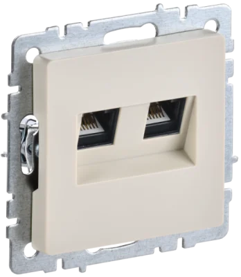 BRITE Роз. комп. 2-ая RJ45 кат.6 РК11-2-БрКр беж. IEK BR-K20-2-K10 фото 1