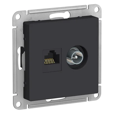 Розетка TV+RJ45 Cat.5, оконечная, карбон Systeme Electric ATN001089 фото 1