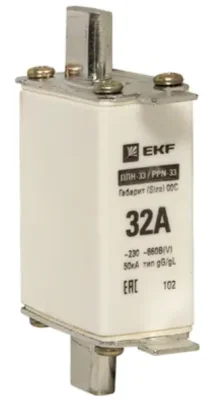 Плавкая вставка ППН-33 100/ 32А габарит 00С EKF FUS-33/100/32 фото 1