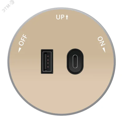 MultiTrack Розетка 2хUSB (тип А+С) 18Вт, 5В/3А Песочный Systeme Electric MTK13003P фото 1