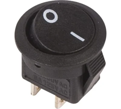 Выключатель клавишный круглый 250V 3А (2с) ON-OFF черный Micro REXANT (10/10/1000) Rexant 36-2510 фото 1