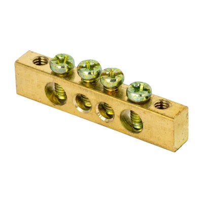 Шина PEN "ноль-земля" (8х12мм) 4 отверстия латунь крепеж по краям PROxima EKF sn0-125-4-k фото 1