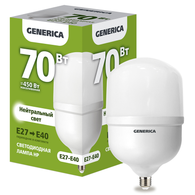 Лампа LED HP 70Вт 230В 4000К E27-E40 GENERICA LL-HP-70-230-40-E27-E40-G фото 1