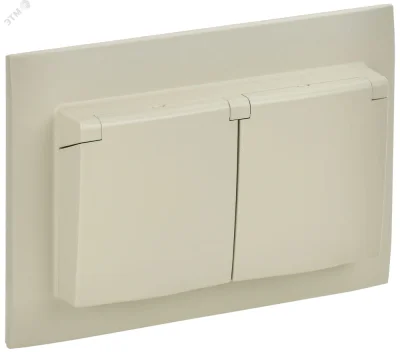 SKANDY Розетка 2-местная и крышкой 16А в сборе IP44 SK-R12B бежевый IEK SK-R26-16-44-K10-F фото 1