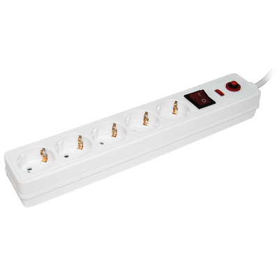 Сетевой фильтр СФ-05К 16А 5 мест 2P+PE/3м 3х1мм2 IEK WFP10-16-05-03-N фото 1