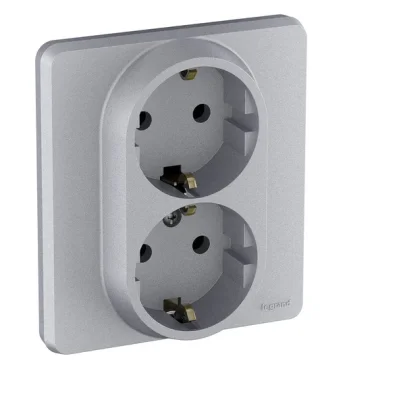 Розетка 2 x 2К+З - немецкий стандарт - 16 А - 250 В~ - INSPIRIA - антрацит Legrand 673753 фото 2