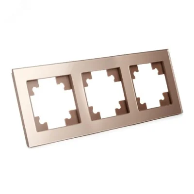 Рамка 3-местная, стекло, серия Катрин, GFR00-7003-02, шампань STEKKER 39529 фото 1