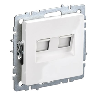 BRITE Роз. комп. 2-ая RJ45 кат.5E РК10-2-БрБ бел. IEK BR-K20-1-K01 фото 1