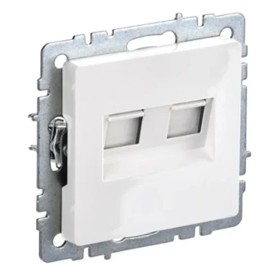 BRITE Роз. комп. 2-ая RJ45 кат.5E РК10-2-БрБ бел. IEK BR-K20-1-K01 фото 1