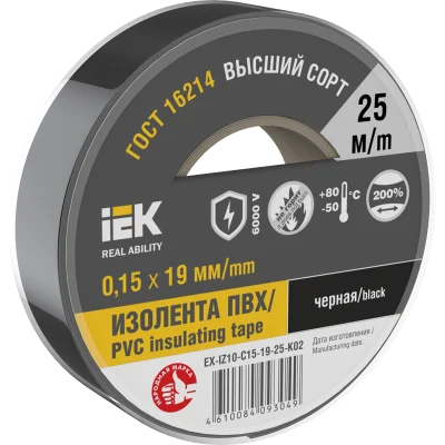 MIXTAPE 7 Изолента 0,15х19мм черная 25м IEK EX-IZ10-C15-19-25-K02 фото 1